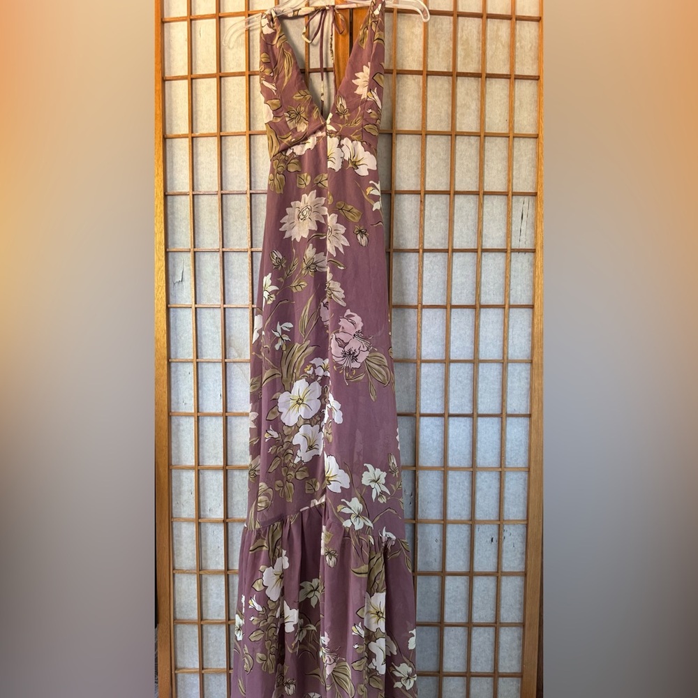 Love + Harmony Purple Floral Maxi Dress backless